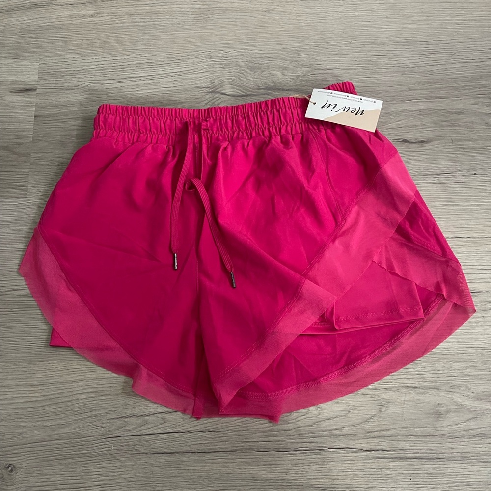 NWT Hot Pink Fuchsia Dolphin Hem Shorts with built in spandex